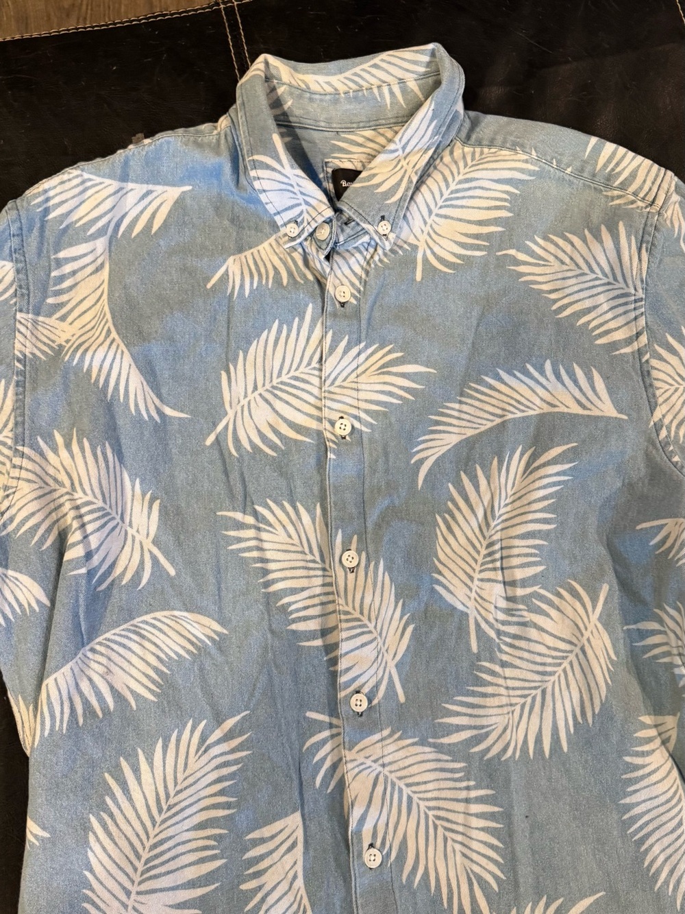 Barney Cools Light Blue Palm-Print Button-Down Shirt